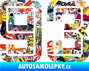 Samolepka Startovní číslo 93 typ 7 Sticker bomb