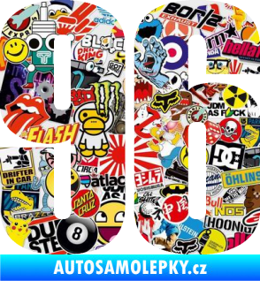 Samolepka Startovní číslo 96 typ 2     Sticker bomb