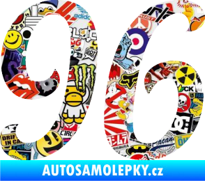 Samolepka Startovní číslo 96 typ 3    Sticker bomb