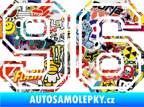 Samolepka Startovní číslo 96 typ 4 Sticker bomb