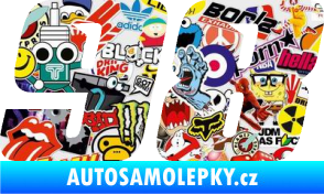 Samolepka Startovní číslo 98 typ 6  Sticker bomb