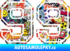 Samolepka Startovní číslo 99 typ 4 Sticker bomb