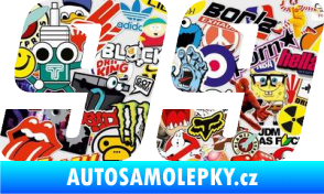 Samolepka Startovní číslo 99 typ 6 Sticker bomb