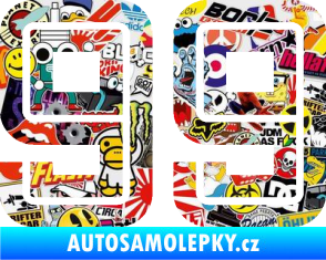 Samolepka Startovní číslo 99 typ 7 Sticker bomb