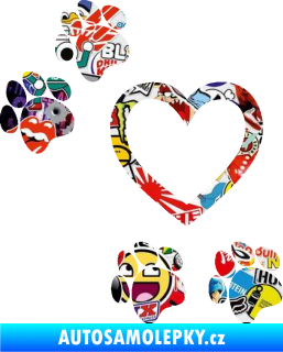 Samolepka Tlapky 012 levá se srdíčkem Sticker bomb