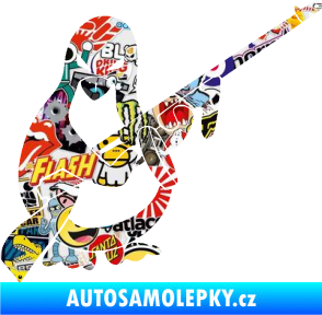 Samolepka Tučňák se samopalem pravá Sticker bomb