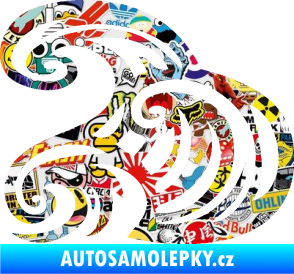 Samolepka Vlny 004 levá moře Sticker bomb