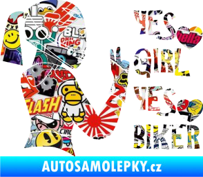 Samolepka Yes girl, yes biker motorkářka Sticker bomb