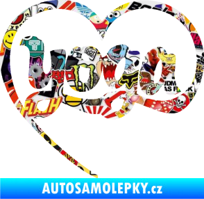 Samolepka Yoga nápis v srdíčku Sticker bomb
