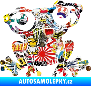 Samolepka Žába 011 pravá kouká s brýlemi Sticker bomb