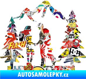 Samolepka Zamilovaná turistika 001 levá výlet s pejskem Sticker bomb