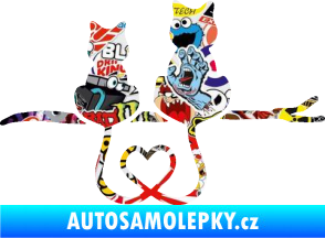 Samolepka Zamilované kočky spojené ocásky pravá Sticker bomb