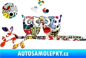 Samolepka Zamilované sovy levá na větvičce Sticker bomb