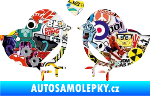 Samolepka Zamilovaní ptáčci 001 se srdíčkem Sticker bomb