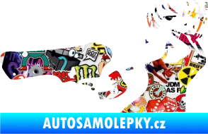 Samolepka Žena s pistolí levá Sticker bomb
