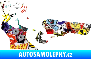 Samolepka Žena s pistolí pravá Sticker bomb