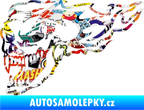 Samolepka Zubatej levá lebka v plamenech Sticker bomb