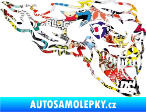 Samolepka Zubatej pravá lebka v plamenech Sticker bomb