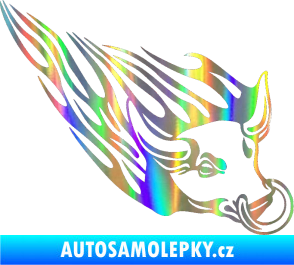 Samolepka Animal flames 010 pravá býk s kruhem Holografická