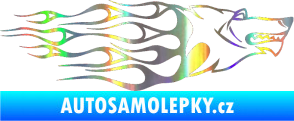 Samolepka Animal flames 017 pravá vlk Holografická