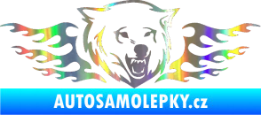 Samolepka Animal flames 034 pravá  vlk Holografická