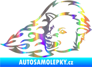 Samolepka Animal flames 036 levá vlk Holografická