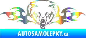 Samolepka Animal flames 038 levá  vlk Holografická