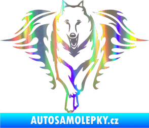 Samolepka Animal flames 039 levá  vlk Holografická