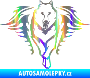 Samolepka Animal flames 039 pravá  vlk Holografická