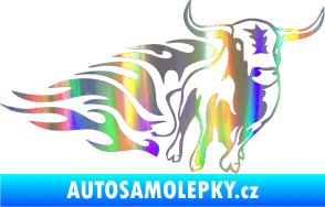 Samolepka Animal flames 057 pravá býk Holografická