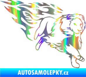 Samolepka Animal flames 087 pravá lev Holografická