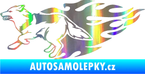 Samolepka Animal flames 090 levá vlk Holografická