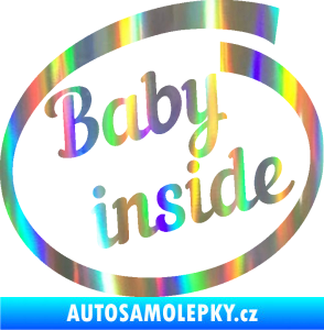 Samolepka Baby inside dítě v autě nápis Holografická