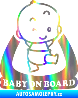 Samolepka Baby on board 011 pravá s nápisem Holografická