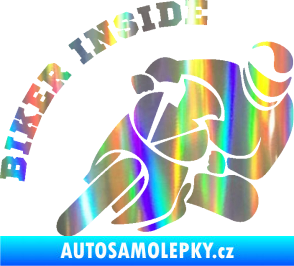 Samolepka Biker inside 002 pravá motorkář Holografická