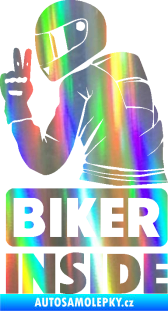 Samolepka Biker inside 003 levá motorkář Holografická