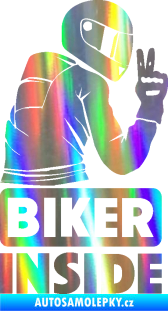 Samolepka Biker inside 003 pravá motorkář Holografická