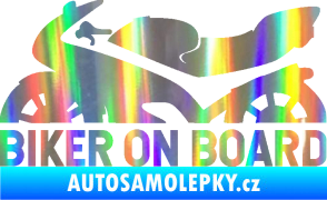 Samolepka Biker on board levá motorka Holografická