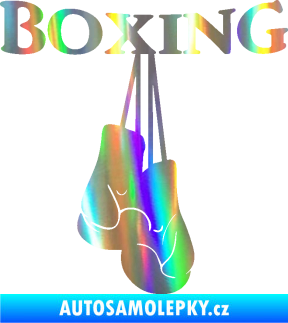 Samolepka Boxing nápis s rukavicemi Holografická