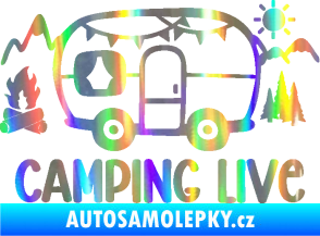 Samolepka Camping live 001 levá cestování v karavanu Holografická