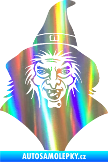 Samolepka Čarodějnice 002 pravá hlava s kloboukem Holografická