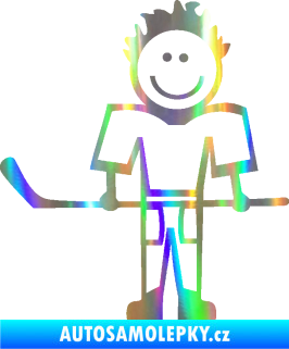 Samolepka Cartoon family kluk 002 levá hokejista Holografická