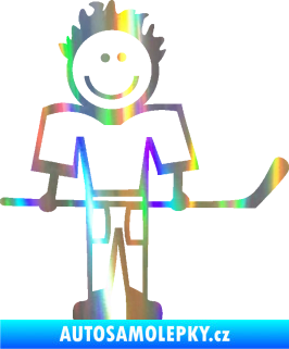 Samolepka Cartoon family kluk 002 pravá hokejista Holografická