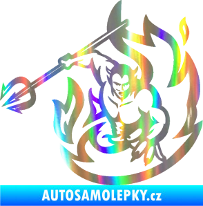 Samolepka Ďábel 002 levá s vidlemi Holografická