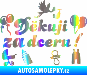 Samolepka Děkuji za dceru nápis dítě v autě Holografická