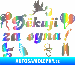 Samolepka Děkuji za syna nápis dítě v autě Holografická