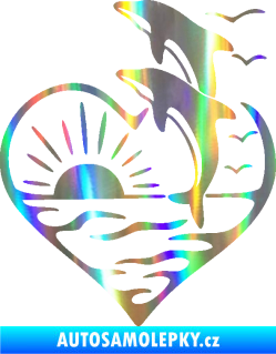 Samolepka Delfíni 002 levá západ slunce Holografická