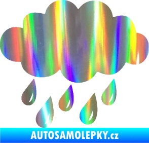 Samolepka Déšť 001 levá mrak a kapky Holografická