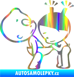 Samolepka Děti kuk do kalhot pravá Holografická