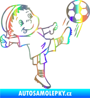 Samolepka Dítě v autě 022 pravá fotbalista s míčem Holografická